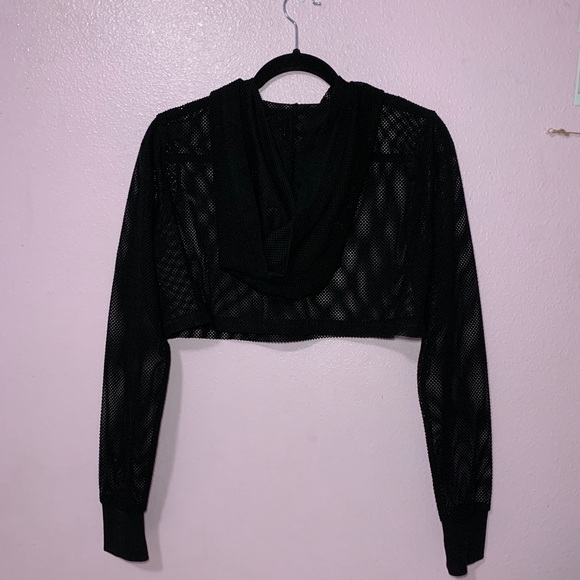 Forever 21, Fish Net Cropped Hoodie - Picture 2 of 4